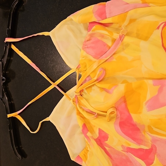 💕SANCTUARY💕 Maxi Dress ~ Yellow Pink Abstract Floral Watercolor Print S NWOT - Picture 5 of 7